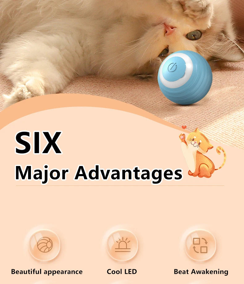 2PCS Cat Interactive Ball Indoor Automatic Rolling Magic Ball Smart Cat Toys Electronic Interactive Cat Toy Cat Game Accessories