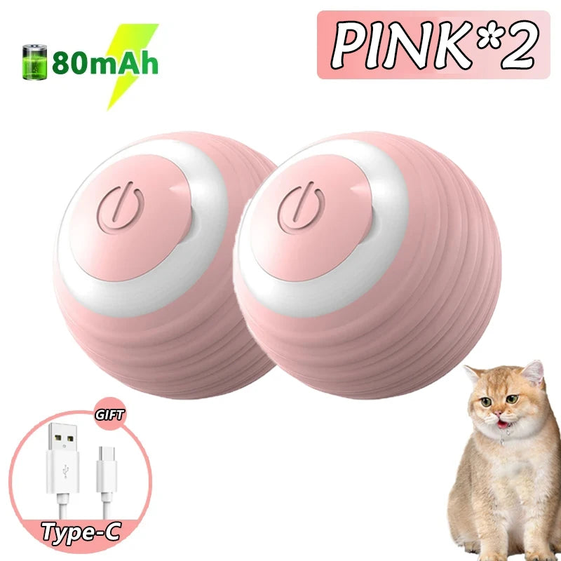 2PCS Cat Interactive Ball Indoor Automatic Rolling Magic Ball Smart Cat Toys Electronic Interactive Cat Toy Cat Game Accessories