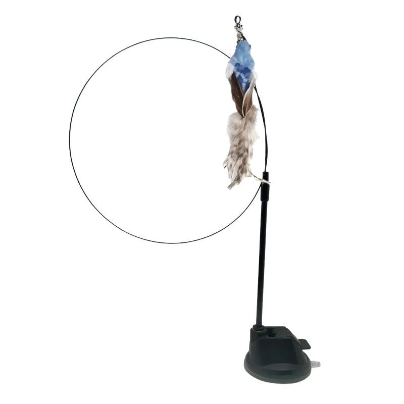 Handfree Bird/Feather Cat Wand with Bell Powerful Suction Cup Interactive Toys for Cats Kitten Hunting Exercise Pet Products