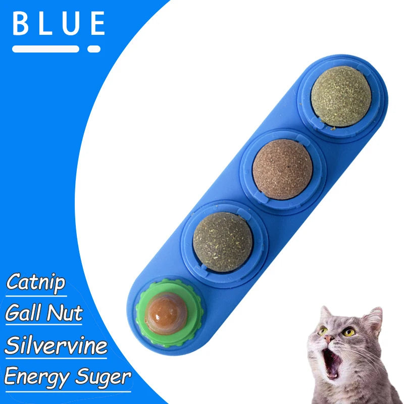 Natural Catnip Cat Wall Stick-on Ball Toy Scratchers Treats Healthy Natural Removes Balls to Promote Digestion Cat Grass Snack