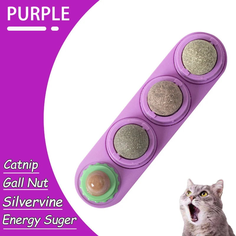 Natural Catnip Cat Wall Stick-on Ball Toy Scratchers Treats Healthy Natural Removes Balls to Promote Digestion Cat Grass Snack