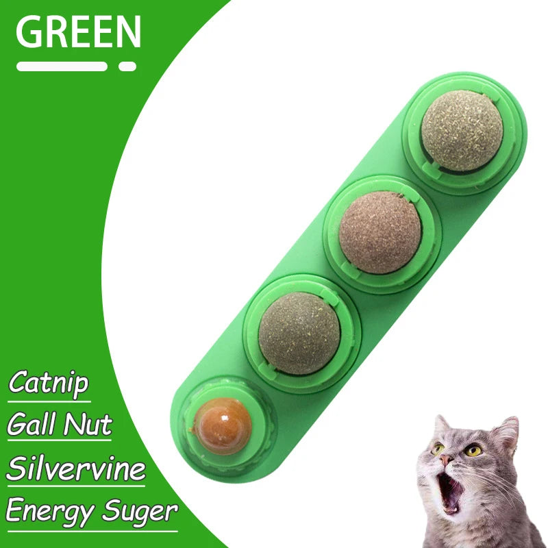 Natural Catnip Cat Wall Stick-on Ball Toy Scratchers Treats Healthy Natural Removes Balls to Promote Digestion Cat Grass Snack